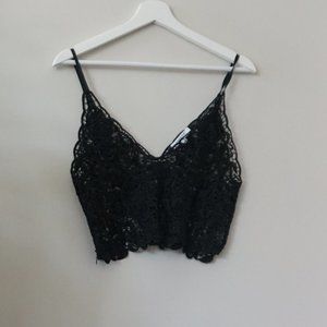 Black lace crop top